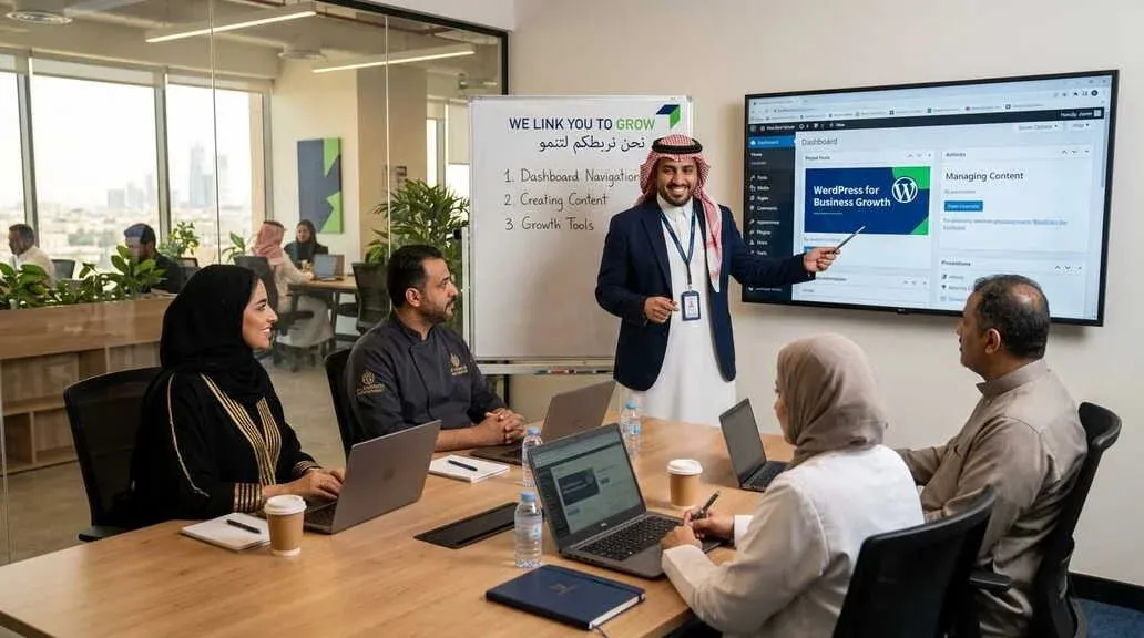 جلسة تدريب على إدارة موقع ووردبريس في السعودية